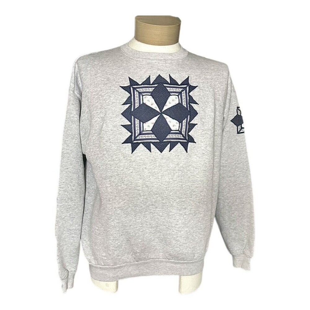 Vintage 90’s Snowflake Quilt Christmas Grandma Crewneck Sweatshirt